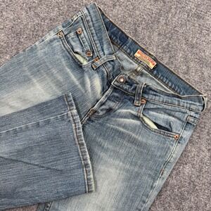 Kozilon Denim Bootcut Jeans 28W Light Blue Distressed Japanese Denim Women's